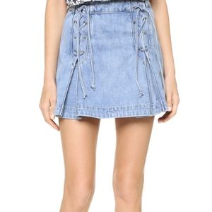 Free People Denim Lace Up Skirt